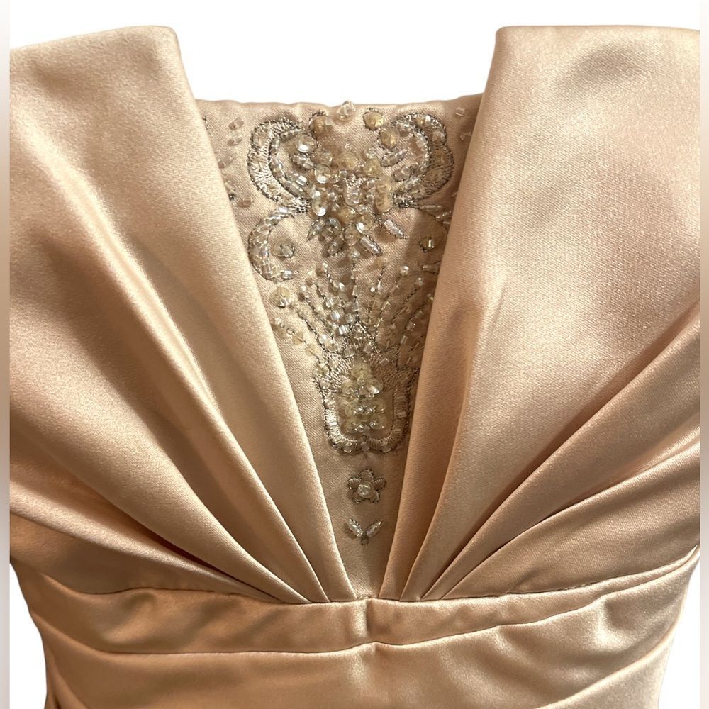 David's Bridal Cream Ruched Sundress for Prom - Picture 3 of 7